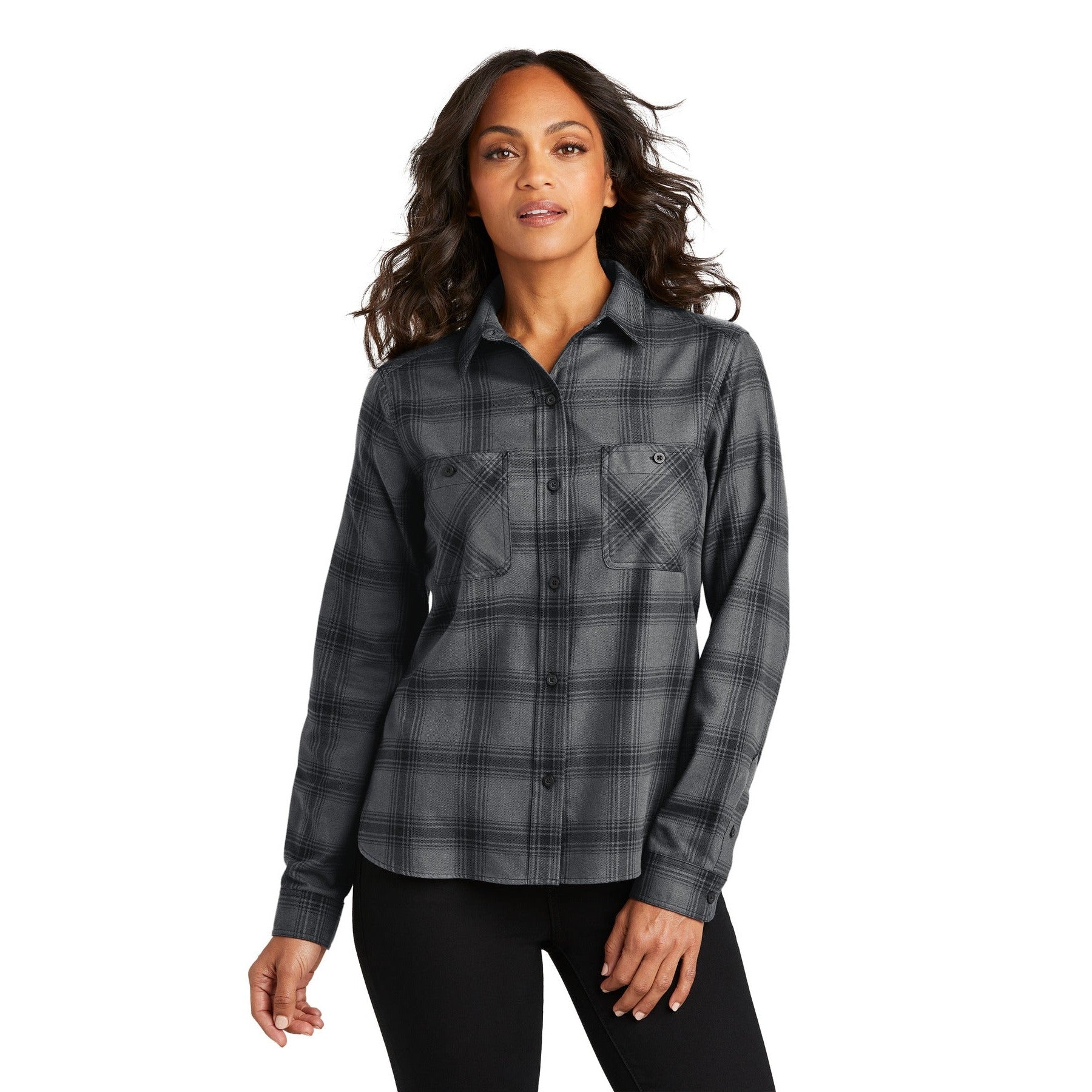 Port Authority-Port Authority® Women's Plaid Flannel Shirt LW669-MedTech-2